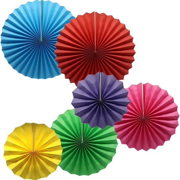 Colorful Hanging Paper Fans Decoration Round Pattern Paper Garlands Set for Part - Picture 1 of 6